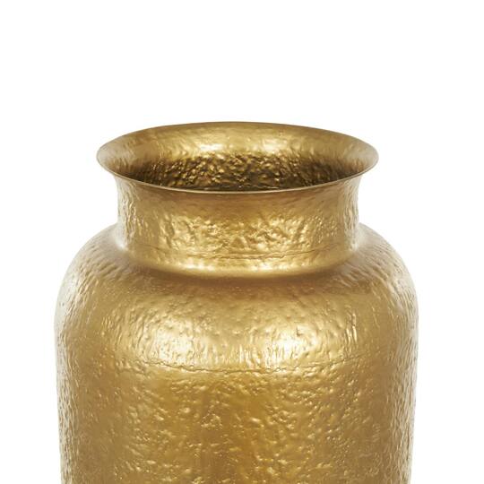 Gold Metal Tall Textured Hammered Floor Vase
